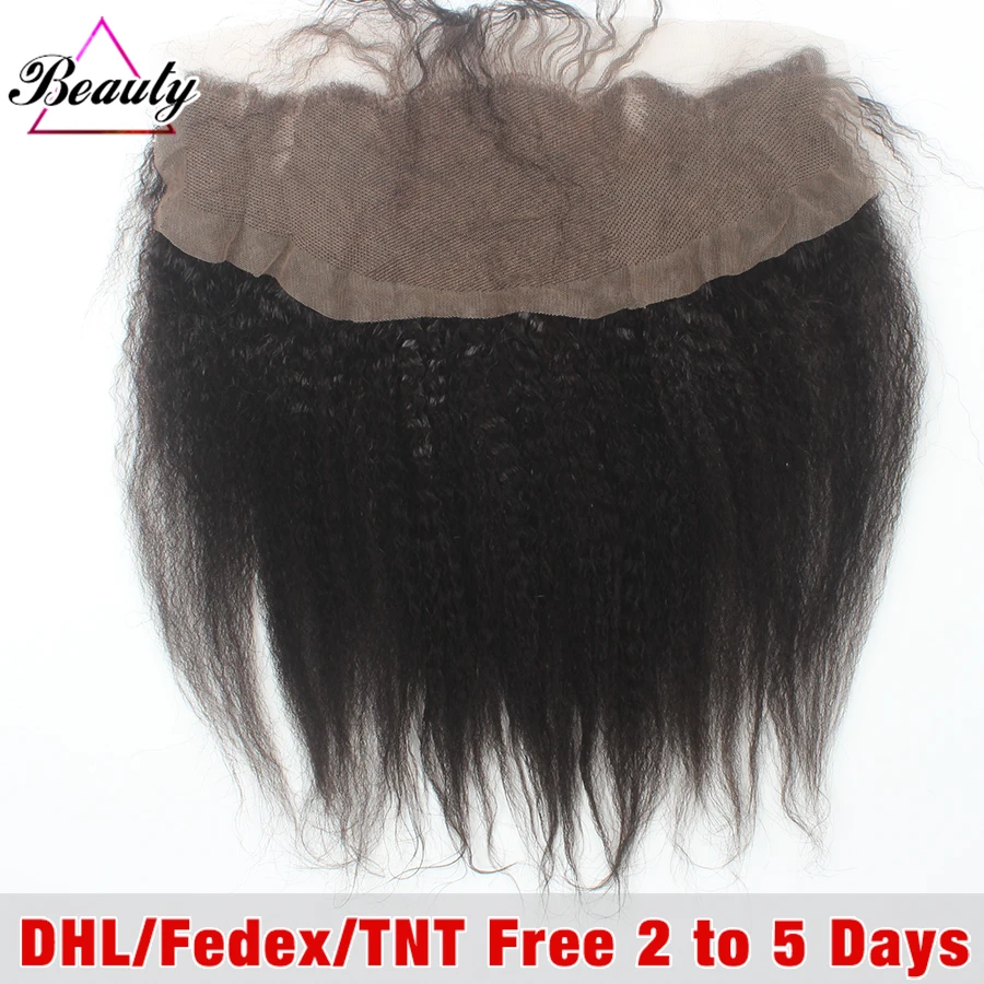 13x4 Перуанский Человеческих Волос Грубый Яки Фронтальная С Ребенком в Ушах до Уха