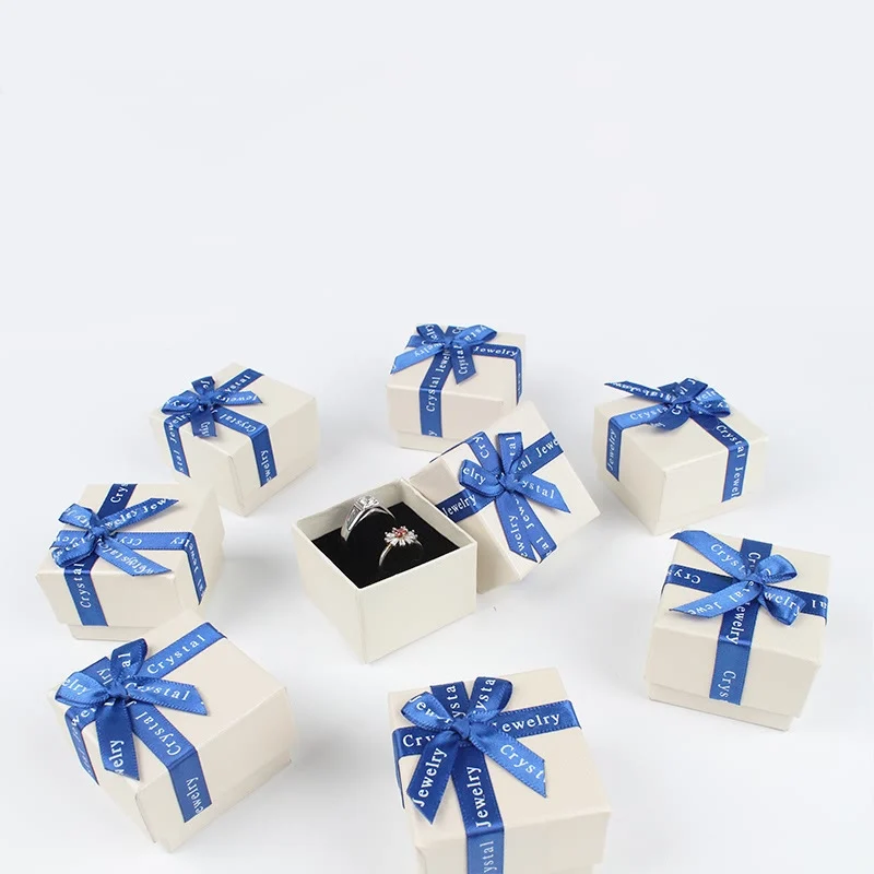 Fashion Jewelry Boxes Red &amp Blue Ribbon Letters Bowknot Gift Box 24pcs/lot Earrings / Ring Packaging Display | Украшения и