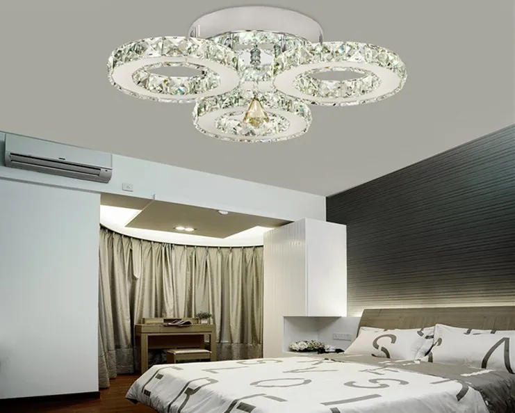 

Modern K9 Crystal LED Ceiling Lights Stainless Steel 3 Rings Lusters Plafond For Kitchen Dinning Room Luminaire Light Fixtures