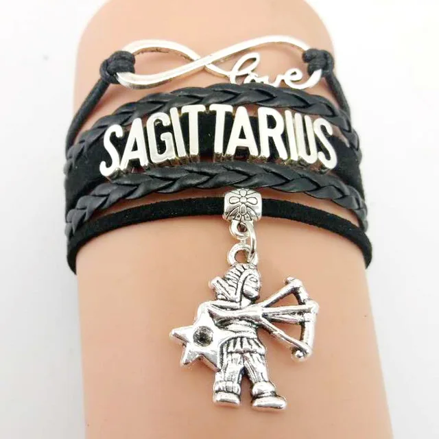 12 Zodiac Signs Bracelet Womens Bracelets Beads Handmade Charm Leather Bracelet Punk Rock Men Jewelry - Окраска металла: 1