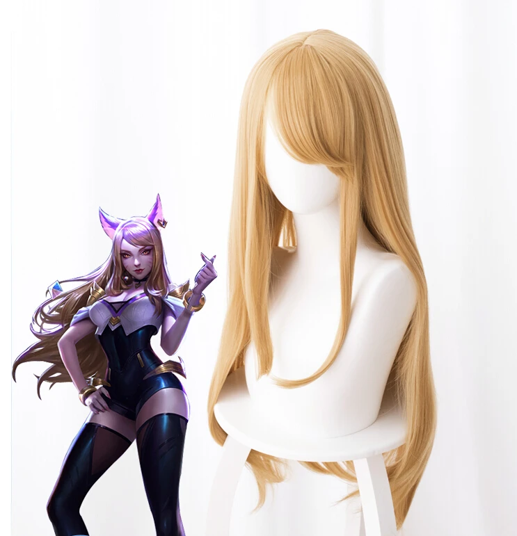 

LOL KDA Ahri Cosplay Wig Star Guardian Ahri Wig Halloween Carnival Heat Resistant Synthetic Hair Wigs + Wig Cap