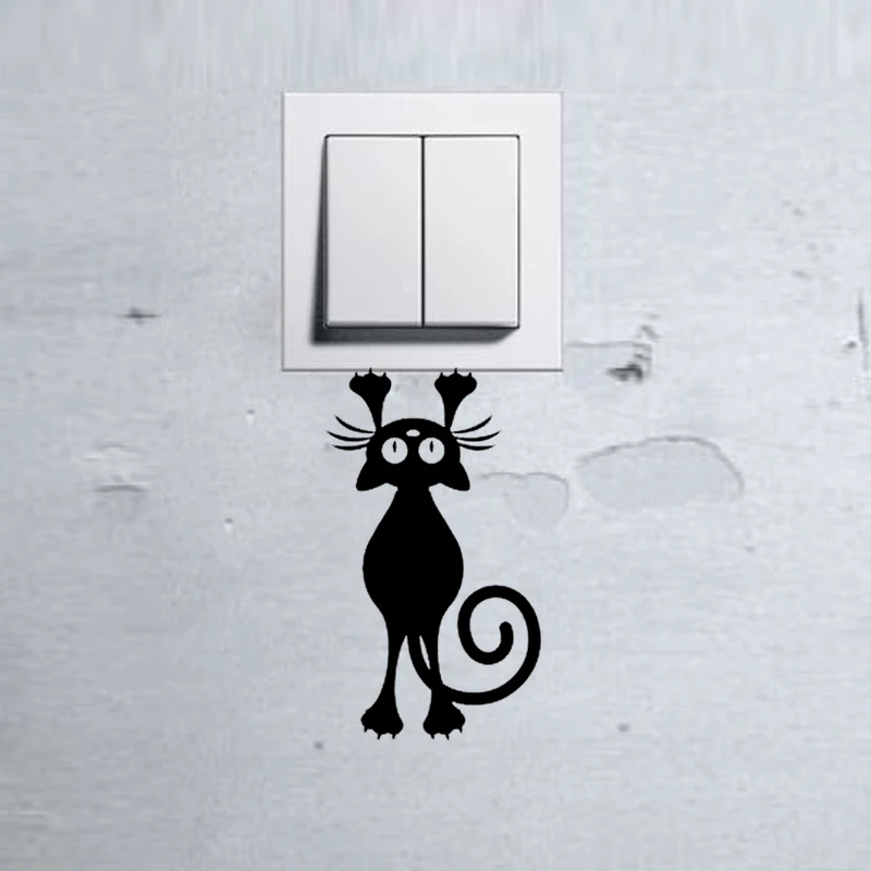 Подвесной светильник с котенком переключатель света наклейка искусство на стену