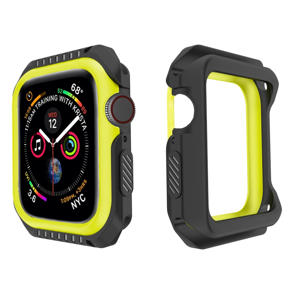 Жесткий защитный чехол из силикона и поликарбоната для Apple Watch 5, 4, 40 мм, 44 мм, защитный чехол-бампер для iWatch Band Series 3, 2, 1, 38 мм, 42 мм