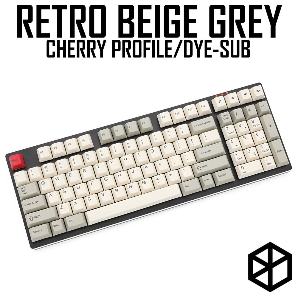 Pbt dye sub keycaps Вишневый профиль Ретро бежевый серый для механической клавиатуры 87 tkl