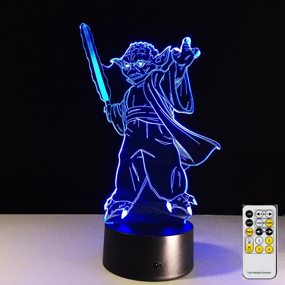 Настольная лампа Master Yoda 3D с дистанционным управлением светодиодный