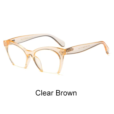 Clear Brown Ralferty, винтажные очки с полуоправой, оправа для очков в стиле кошачьи глаза для женщин, черные прозрачные оптические очки, очки gozluk F97651 - Цвет оправы: Clear Brown