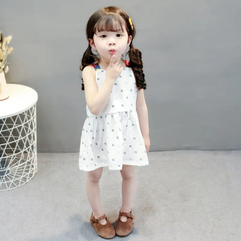 COOTELILI Linen Flower Vest Dresses Kids Girls Party Princess Daughter Baby Dress Children Clothing 90-120cm | Детская одежда и