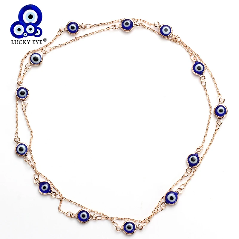 Lucky Eye Link браслет цепочка с Злой Глаз бусина очаровательный Крест богемные