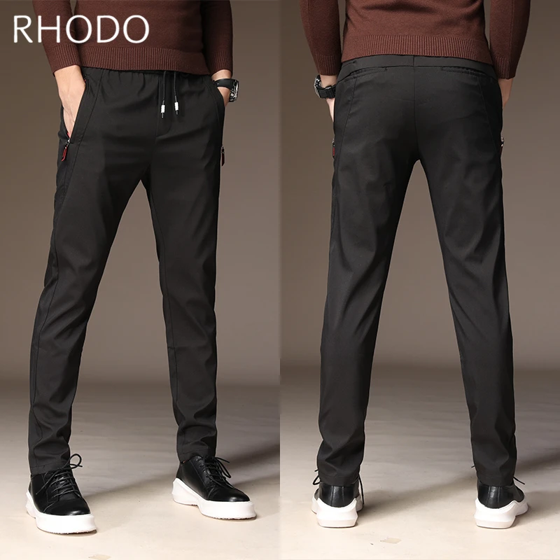 Новые мужские повседневные штаны модные эластичный пояс Slim Fit прямые брюки 28