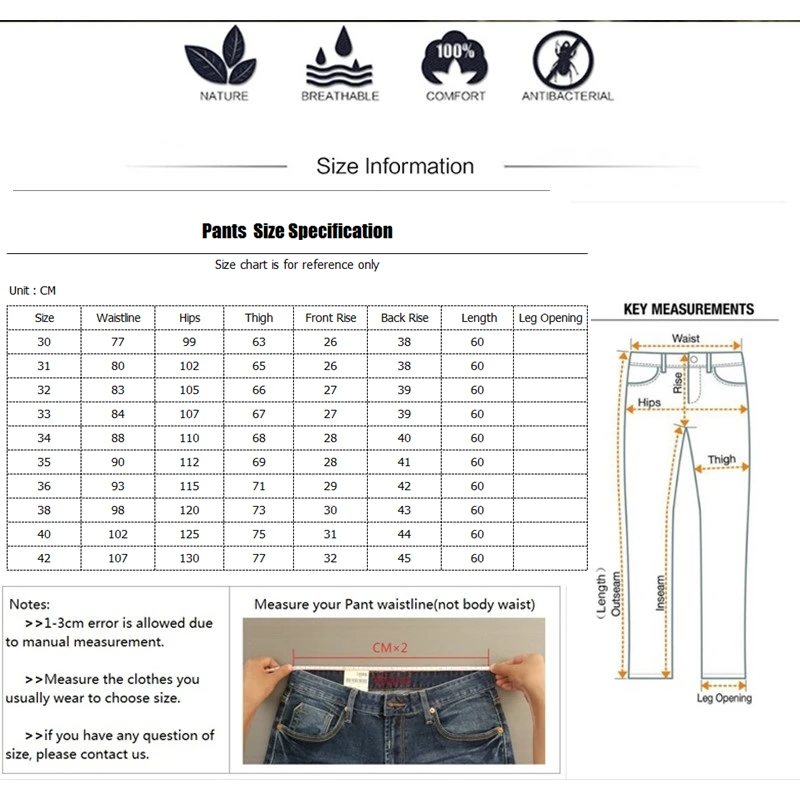 

ICPANS 6 Pockets Summer Casual Shorts Male straight Loose Blue Mens Denim Casual Shorts Men's Shorts Plus Size 40 42 44