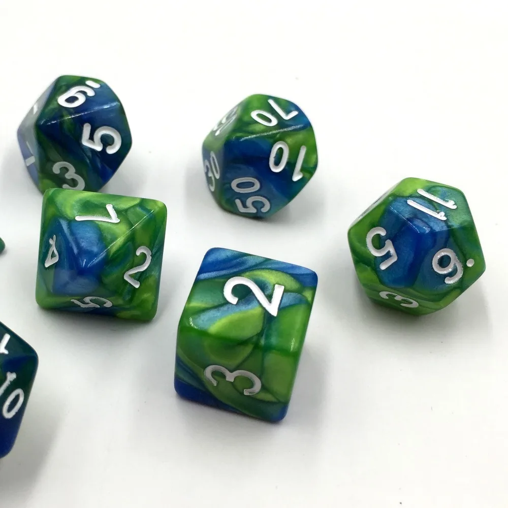 Rollooo игральные кости 7 шт./компл. olyhedral двойного цвета для DND RPG d4 d6 d8 d10 d % d12 d20