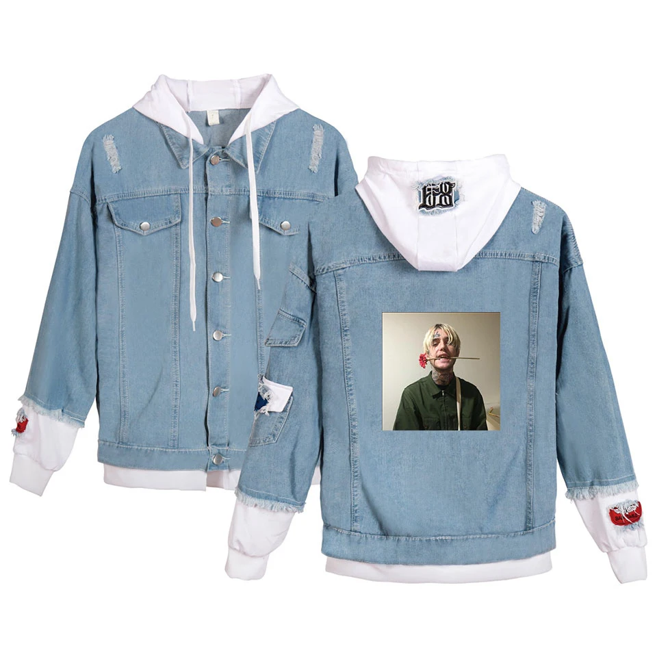 Lil Peep женская джинсовая куртка для девочек, повседневные рваные джинсы, пальто для женщин размера плюс, верхняя одежда с капюшоном, весенне-осенние куртки