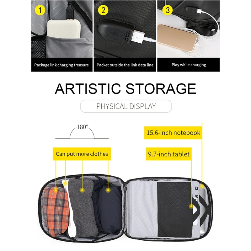 ARCTIC HUNTER Business Travel USB Backpack Men Anti-Theft 15 Inch Laptop Backpack Men's Casual Back Pack Bag Women B00216