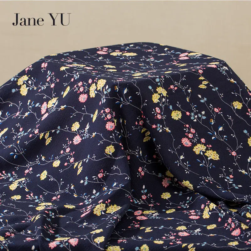 JaneYU 2019 100% шифоновая ткань летние цветы натуральный шифон с принтом для платья