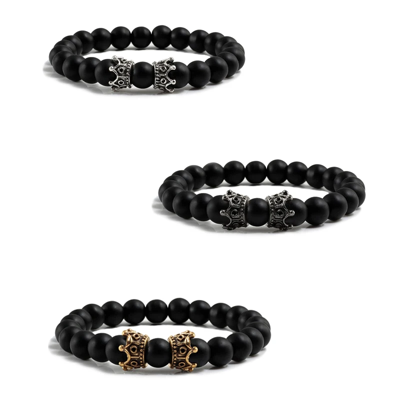 2018 Hot Natural Stone Bracelet Trendy Lava Crown Charm For Men Or Women Jewelry Pulseira Hombres Gift | Украшения и аксессуары