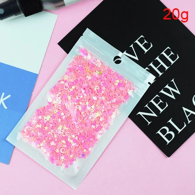 Pink 20g Мульти Цвет в форме сердца в форме звезды луна Снежинка Форма, Сыпучие блёстки пайетками для лак для ногтей свадебные конфетти украшения 10 г, 20 г - Цвет: Pink 20g