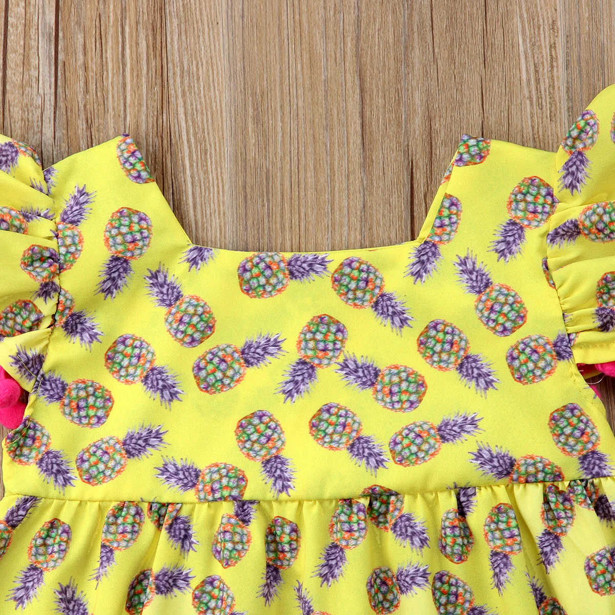 New Sweet Girls Princess Pineapple Printing Dress Child Flying Sleeve Cloth Kids Baby Birthday Party Wedding Summer Dresses | Детская