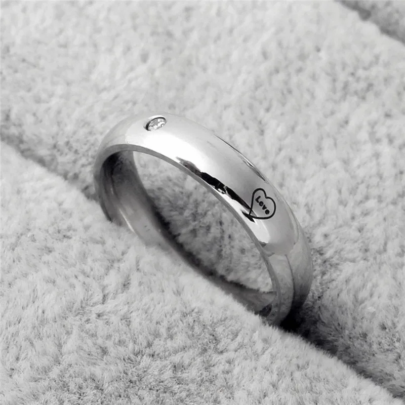 MANGOSKY 4mm Titanium Heart Ring Vintage Light Polish Zircon Rings For Women 316L Stainless Steel Charms | Украшения и аксессуары