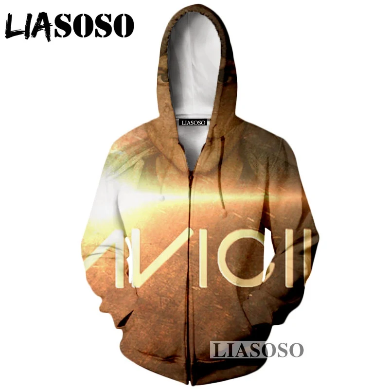 LIASOSO зимняя новая мода для мужчин и женщин DJ singer Avicii толстовка на молнии с 3D
