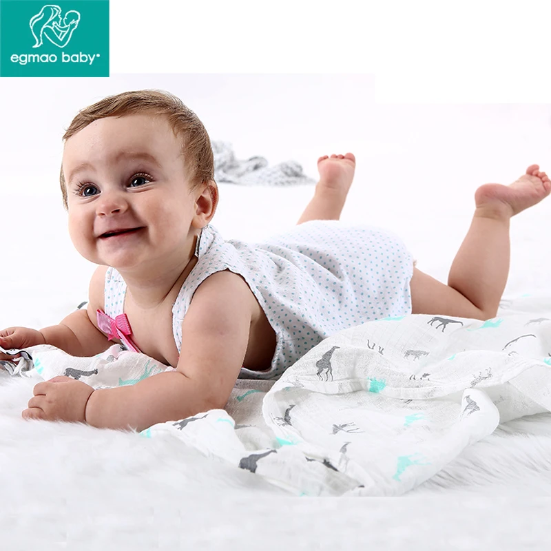 EGMAOBABY 1 шт./лот 120*120 муслиновое детское Пеленальное Одеяло для новорожденных хлопковое Пеленальное полотенце Случайная детское Пеленальное Одеяло