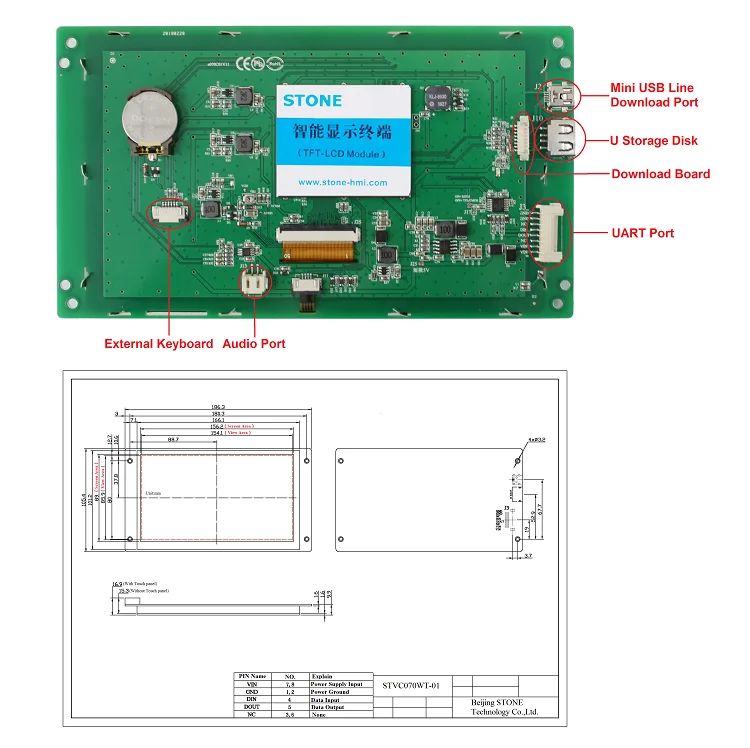 7 дюймов HMI 800*480 Сенсорный Дисплей ЖК-дисплей модуль с платой контроллера и RS232 RS485 ttl USB Порты и разъёмы