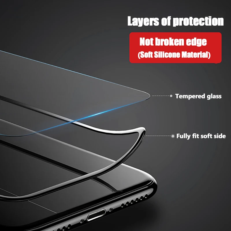 Защитное стекло для iPhone XS 6 6S 7 8 закаленное с изогнутыми краями 7D Plus X стеклянная