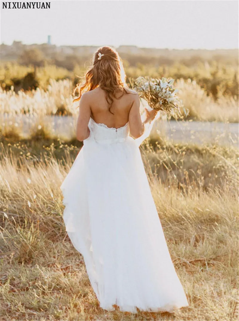 2021 пляжное свадебное платье трапециевидной формы без бретелек Vestido De Noiva Praia