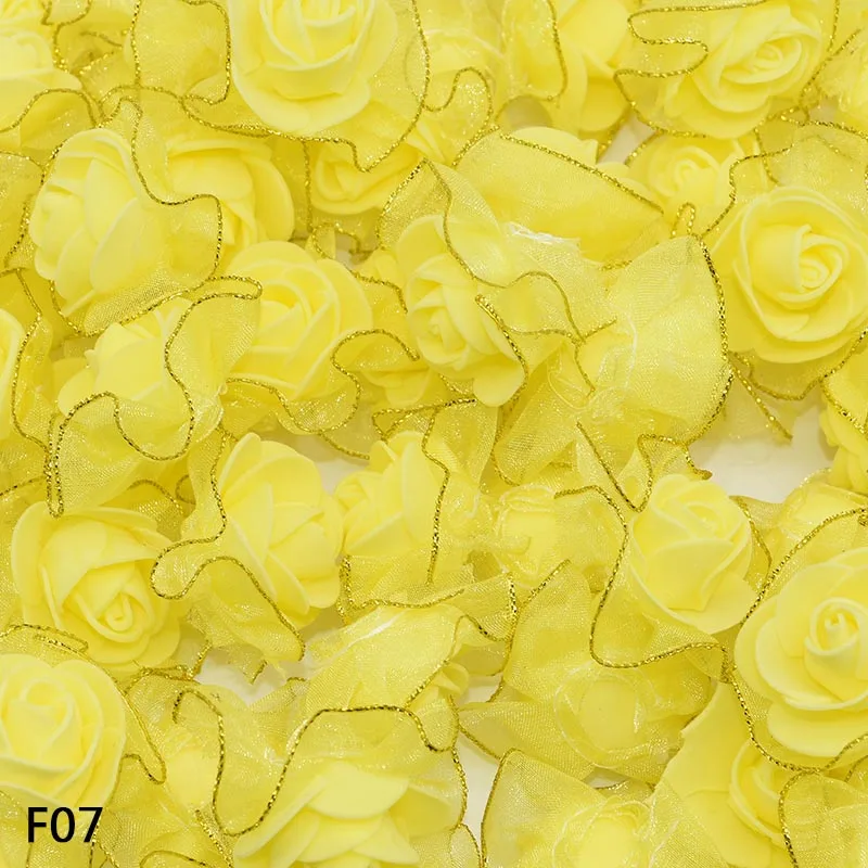 yellow 20 шт. мини 3 см пенопластовая Шелковая Роза искусственная букет цветов белая бежевая Роза свадебное украшение цветок Скрапбукинг искусственный цветок Роза - Цвет: yellow