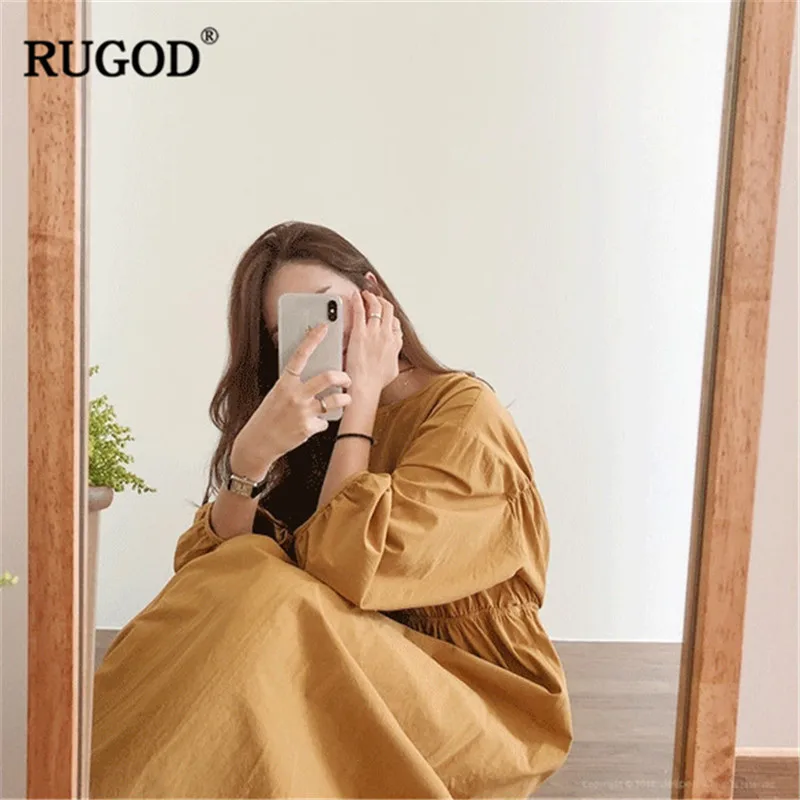 Женское длинное платье RUGOD зимнее теплое облегающее хлопковое с