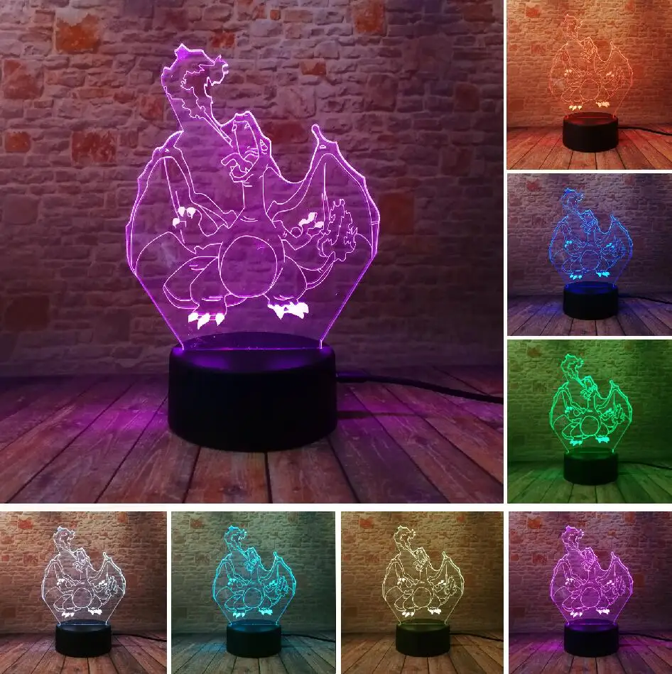 Покемон го 3D фигурка Umbreon Pokeball Bulbasaur Fire Dragon Valor Mystic 7 цветов Изменение ночник детские подарки - Испускаемый цвет: Mega Collectible Cha