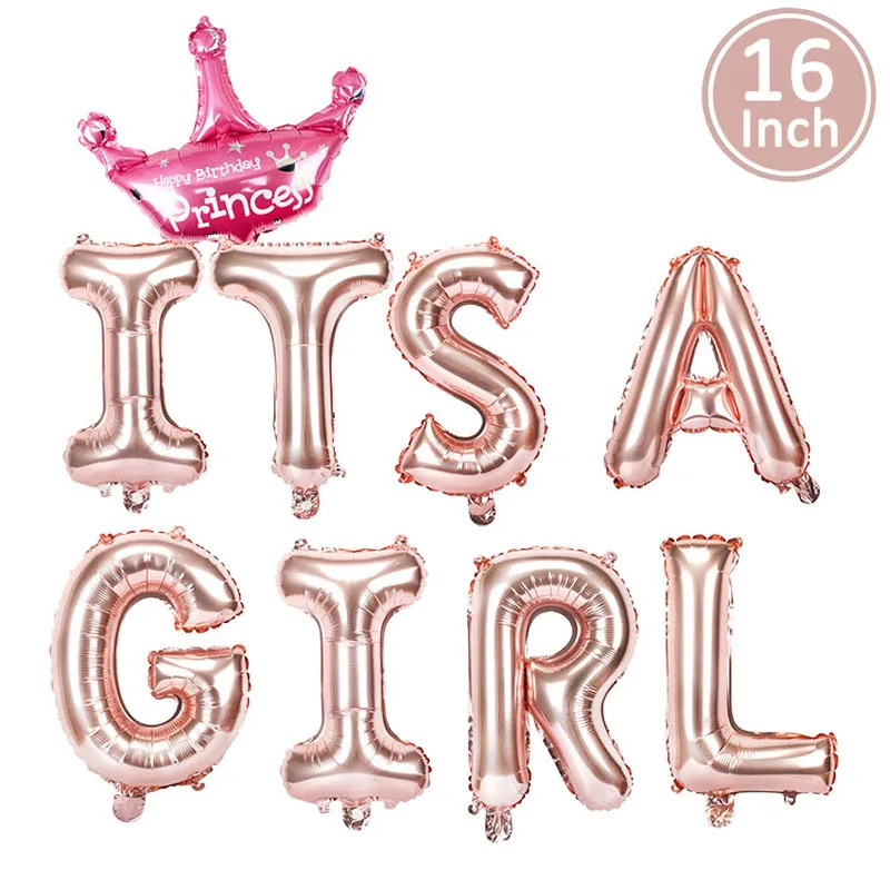rose gold its a girl 3 м Baby Shower Бумага баннер его для девочек и мальчиков Babyshower вечерние украшения шары подвесная гирлянда соломы поставки Пол раскрыть - Цвет: rose gold its a girl