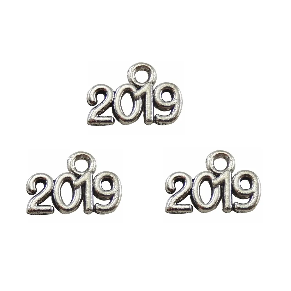 YvLuo 100 шт номер 2019 Форма Серебряный цвет цинковый сплав винтажные Подвески