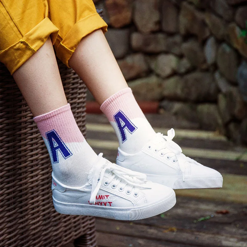 Новые женские Носки хлопка harajuku Письмо kawaii calcetines mujer skarpetki meias feminino calzini donna sokken