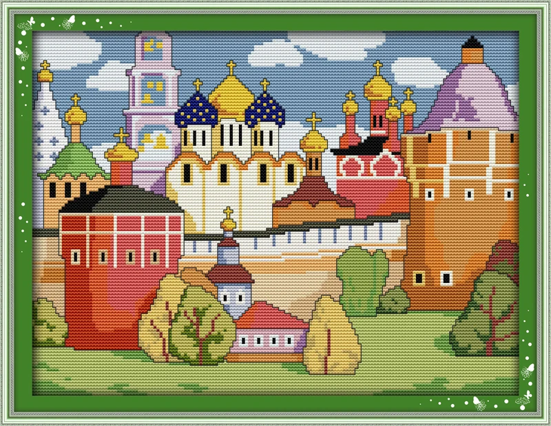Spring castle cross stitch kit 18ct 14ct 11ct count printed canvas stitching embroidery DIY handmade needlework | Дом и сад
