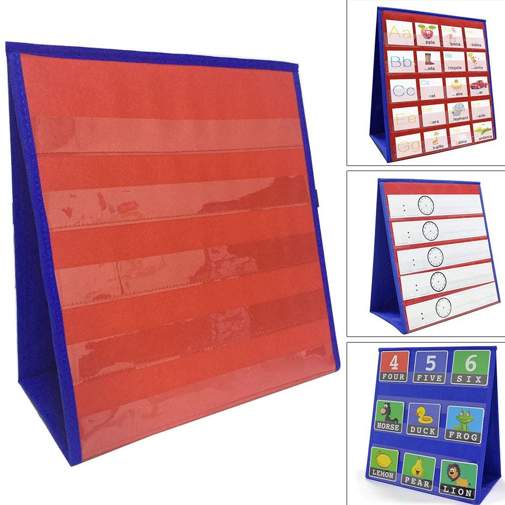 Self Standing Study Kindergarten Funny Double Sided Folding Portable Classroom Home 5 Slots Student Number Display Pocket Chart |