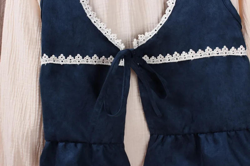 Lolita Mori Girl Fake Two Pieces Autumn Dress Long Sleeve Knee Length Women Vest Robe Femme Vestido Falda Round Collar Y03520 | Женская