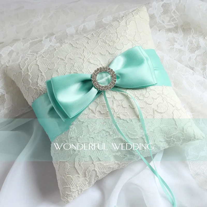 Красивое голубое свадебное кольцо tiffany подушка кружевное держатель цветочное