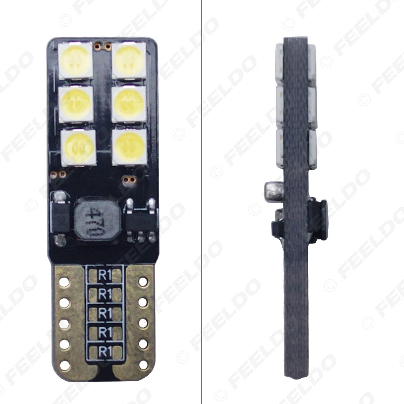 FEELDO 2 шт. 9V-30V T10 194 W5W без ошибок Canbus светодиодный Клин 2-Side 3030 12 Светодиодная