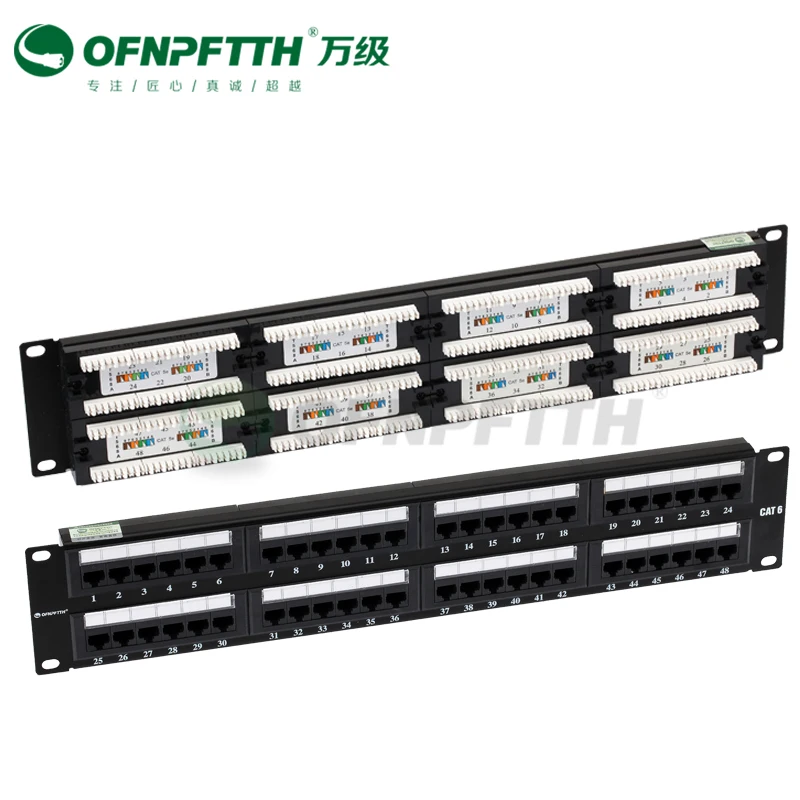 Патч панель CAT6 48 портов UTP 2U 19 дюймов стандарт с позолоченным контактом 50u|Детали