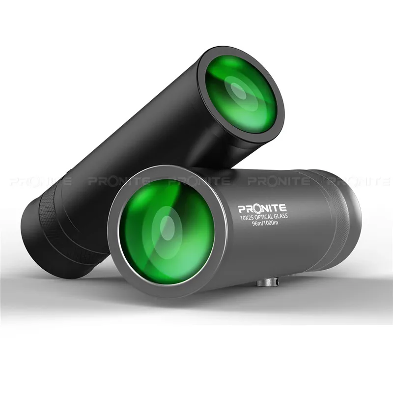 PRONITE 10X25 охотничий BAK4 монокулярный телескоп HD Высокопрочный металлический светильник с низким уровнем ночного видения Spyglass Monocle
