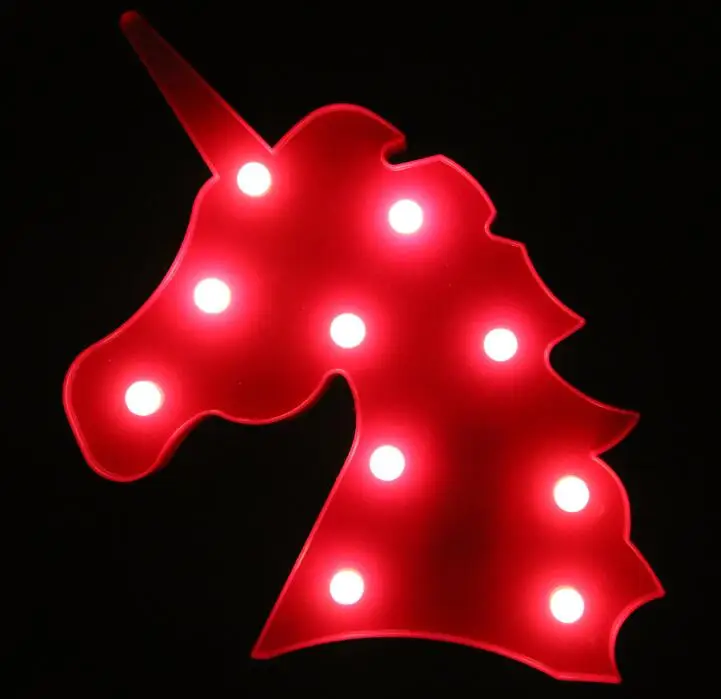 Unicorn red Милый светодиодный ночник в виде единорога, светящаяся настенная лампа с изображением животных из мультфильмов, настольная полка, декоративное освещение, подарки для маленьких детей - Испускаемый цвет: Unicorn red