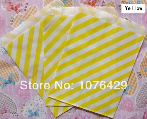 25 шт. желтые диагональные полосатые ручные сумки для еды бумажные пакеты