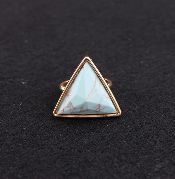 Artilady natural blue turquoise rings for women jewelry europe gold plating triangle shaped ring | Украшения и аксессуары
