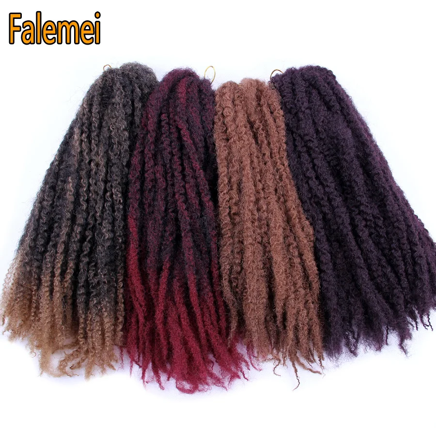 FALEMEI, вязанные крючком косички Marley, волосы, 18 дюймов, 100 г/упак., Омбре, вязанные крючком волосы для наращивания, афро, кудрявые, мягкие, крученые, вязанные, косички