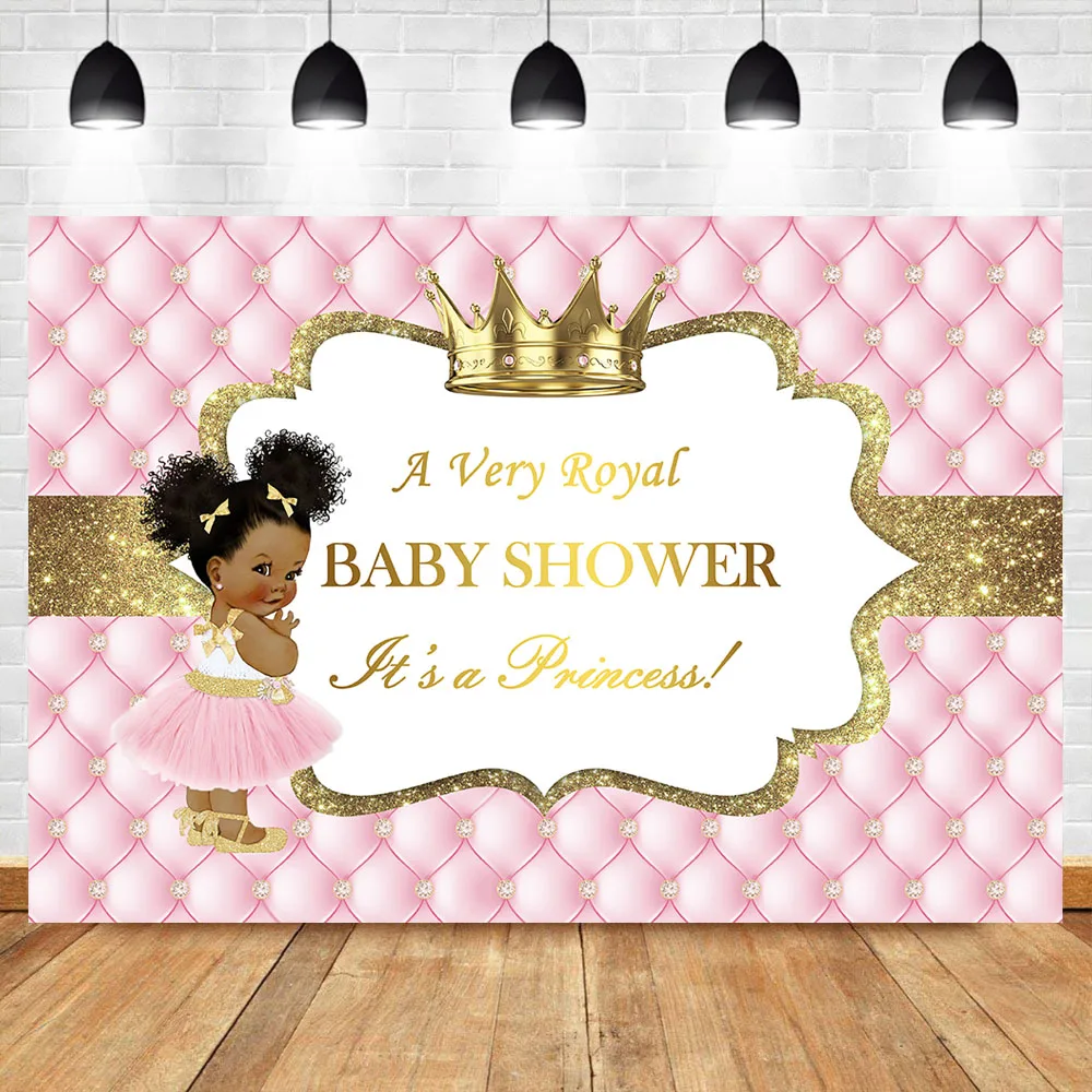 Королевский Принцесса Baby Shower фон для фотосъемки Золотой Алмазный венец розовый фон для фотосъемки баннер для вечеринки конфеты украшения стола