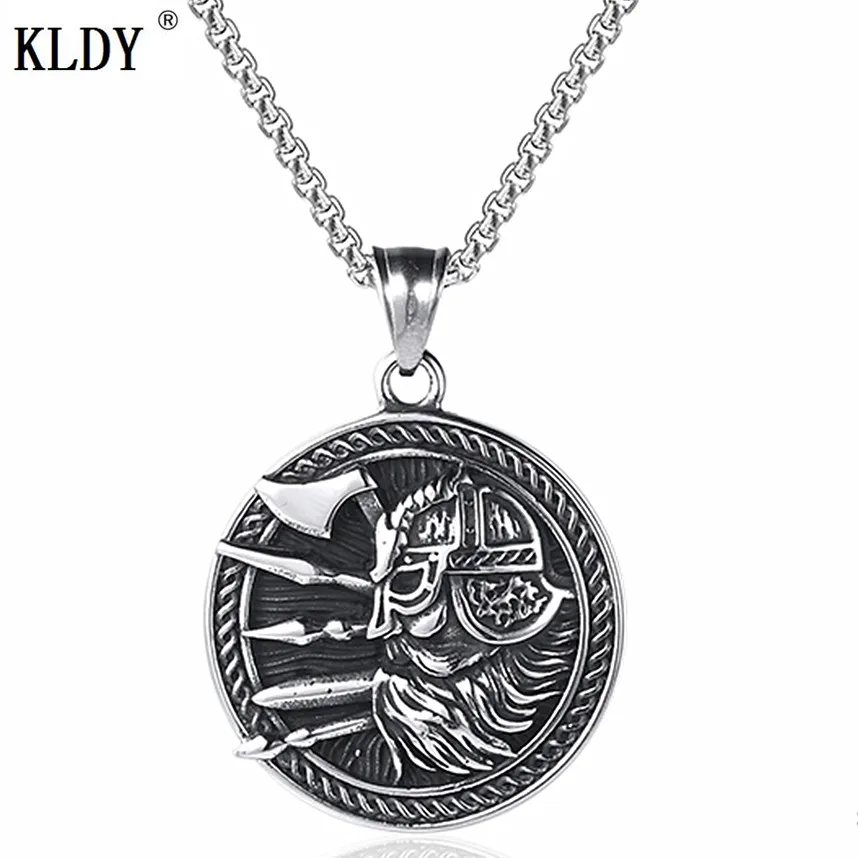 KLDY Norse подвеска с символикой викингов для мужчин топором щит воин Кулон Ожерелье