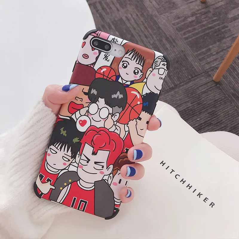 Funny Japanese Anime Phone Case For iPhone XS MAX XR X 8 7 6s 6 Plus Soft TPU Cover SLAM DUNK Kawaii Spoof Cases Coque fundas | Мобильные
