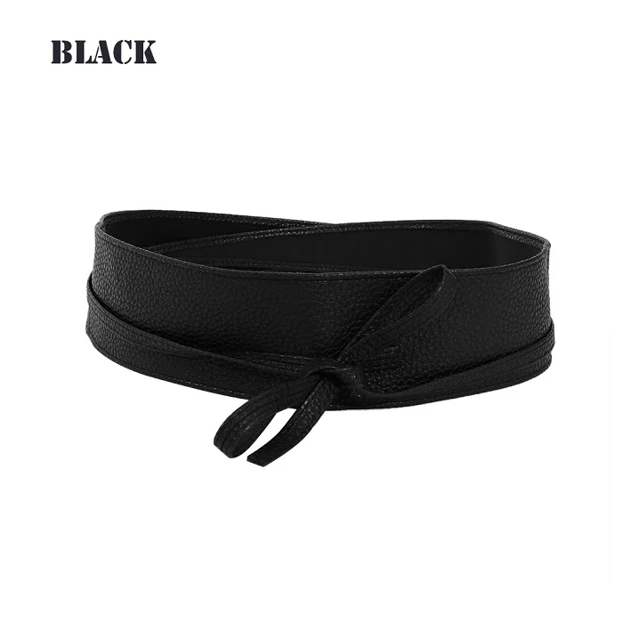 Black 1 шт. горячая распродажа Новые Модные женские кожаные обертывающиеся Корсеты с высокой талией широкое платье с длинным бантом пояс из искусственной кожи - Цвет: Black