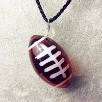 6pcs custom wholesale hand made lampwork murano glass rugby pendant miniature cute diy american football necklace accessories