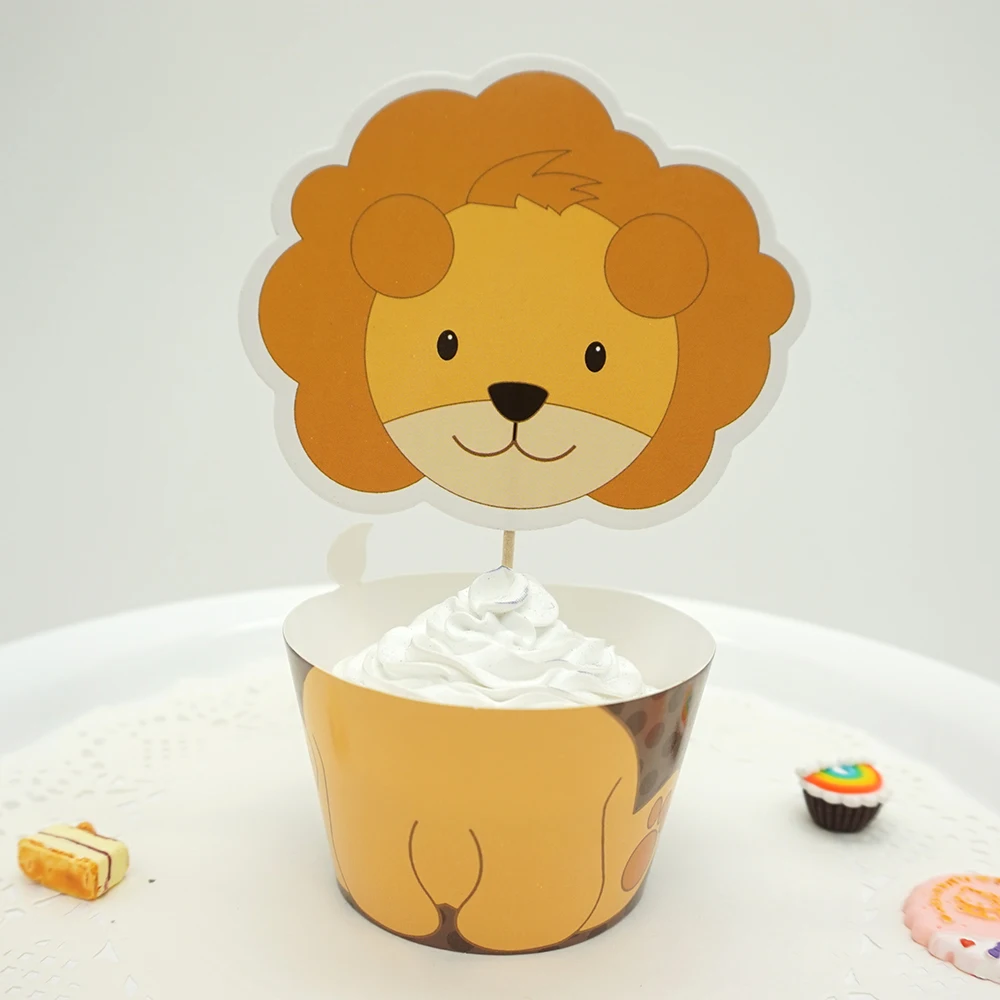 Дикие животные обезьяна/тигр/Лев/Слон/Жираф/Зебра Кекс Топпер ребенка день